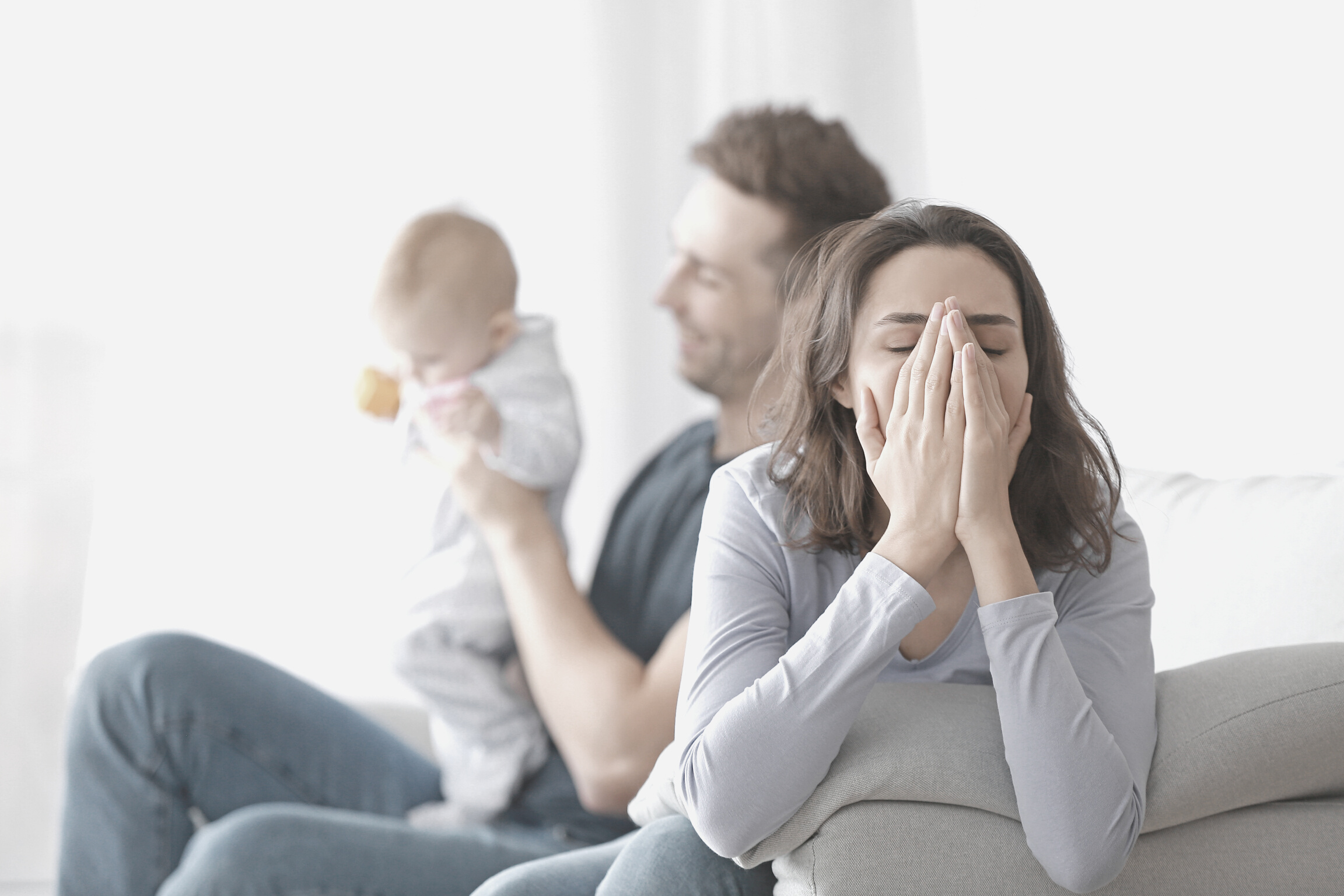 Father with His Baby and Wife with Postnatal Depression